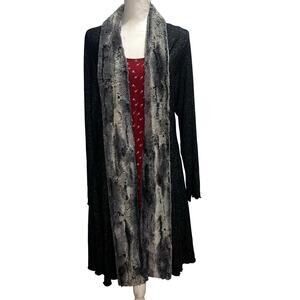 Vine Street Plus Size Gray Open Front Cardigan with Faux Fur TrimSweater1X